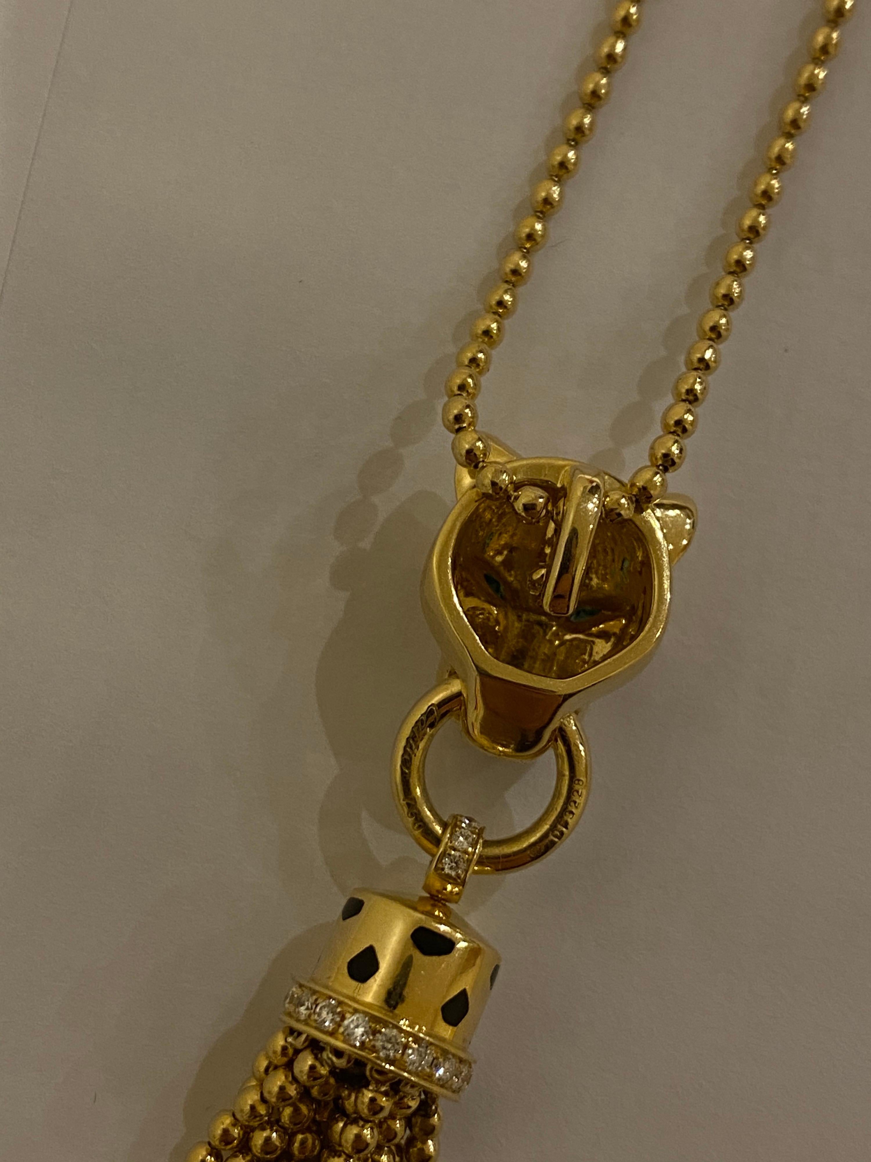 Modern Cartier Contemporary Panthere Panther Diamond Pendant Necklace Yellow Gold 2000s