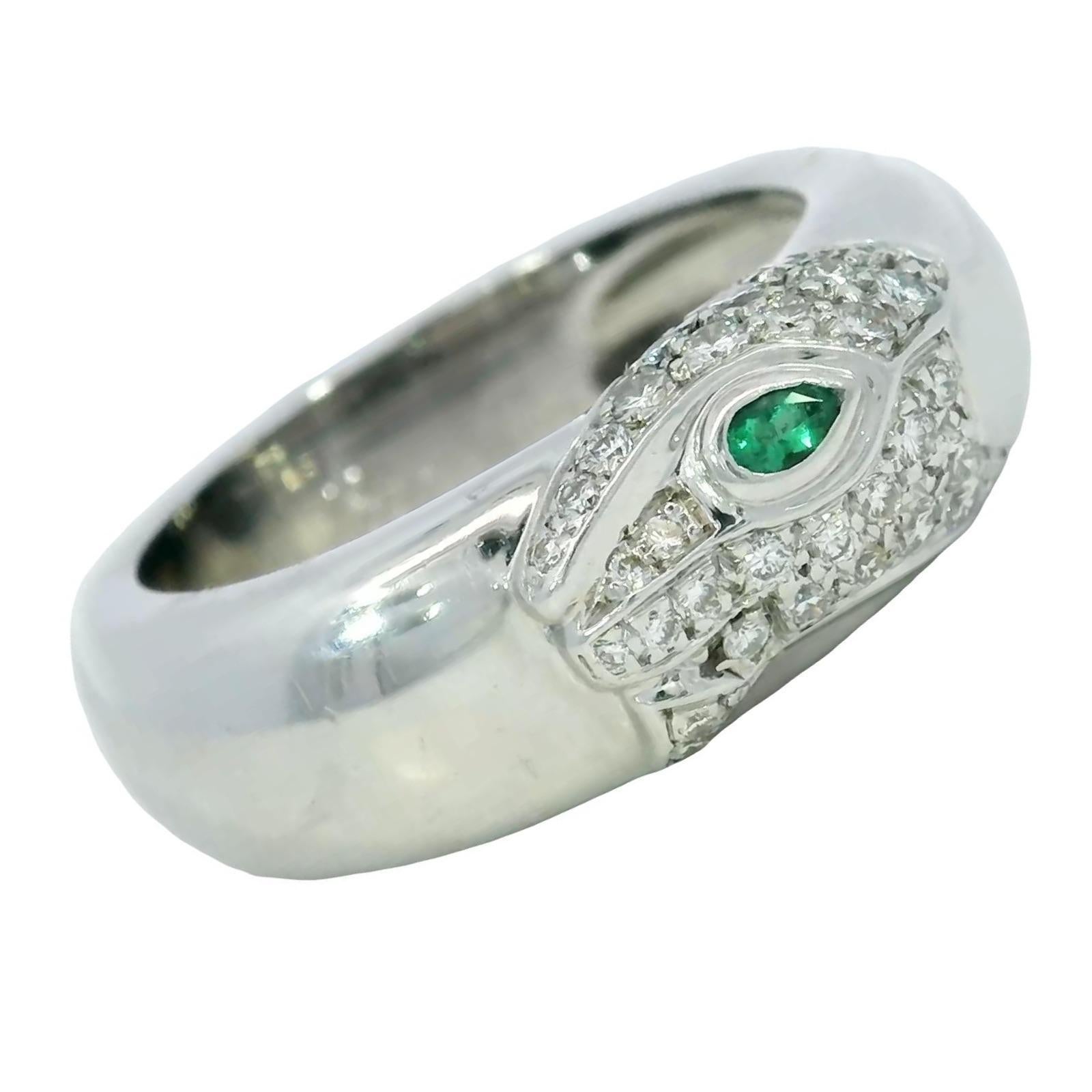 Taille ronde Cartier Bague Panthère Diamant Or Blanc 18k Taille 7.25 en vente