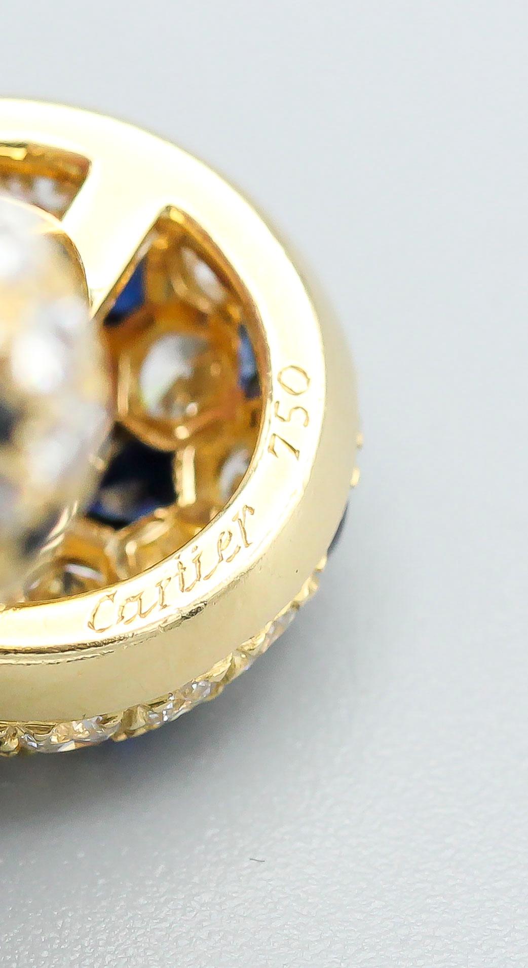 Cartier Panthere Diamond Sapphire and 18 Karat Gold Cufflinks 1