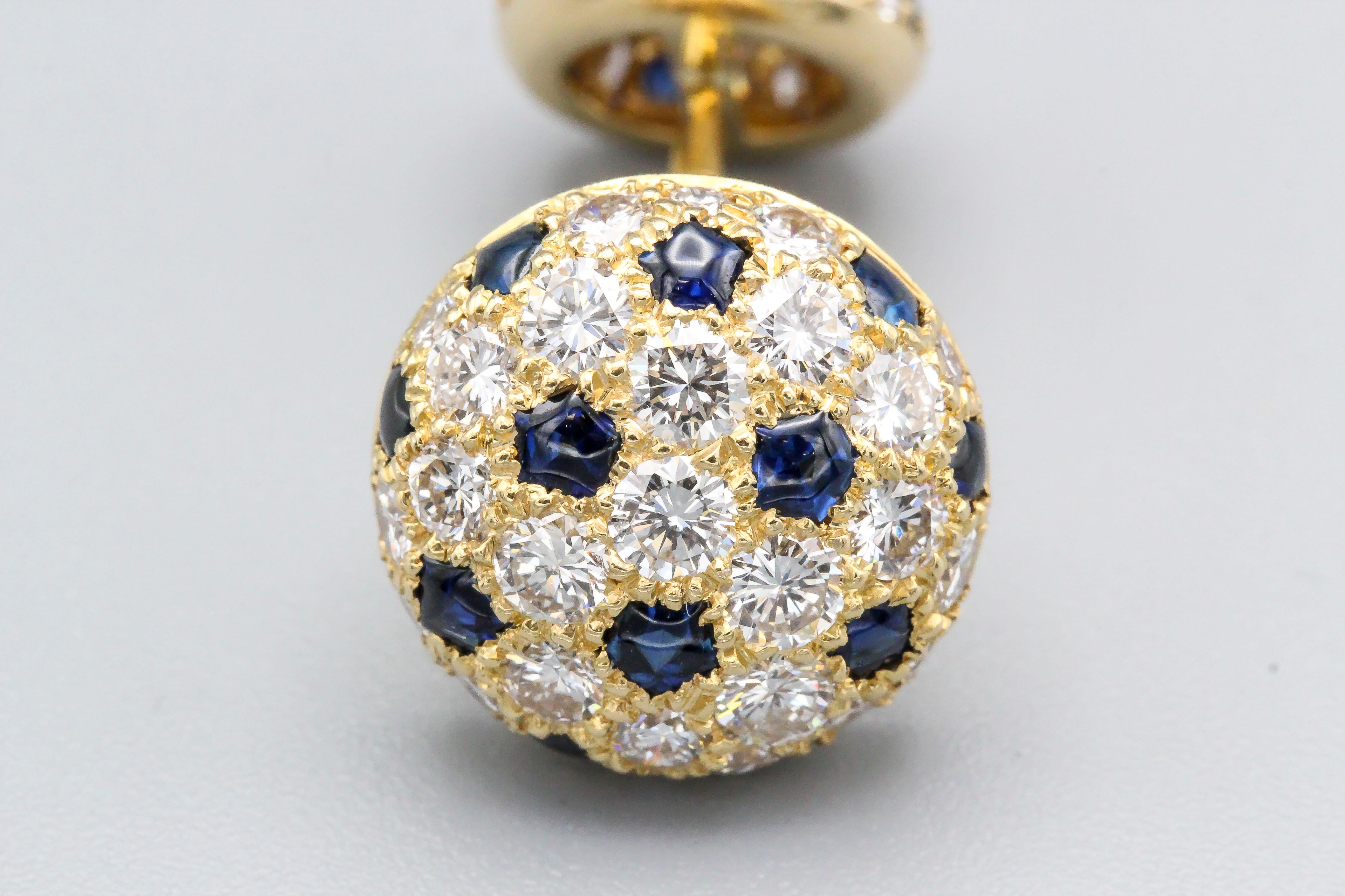 Cartier Panthere Diamond Sapphire and 18 Karat Gold Cufflinks 3