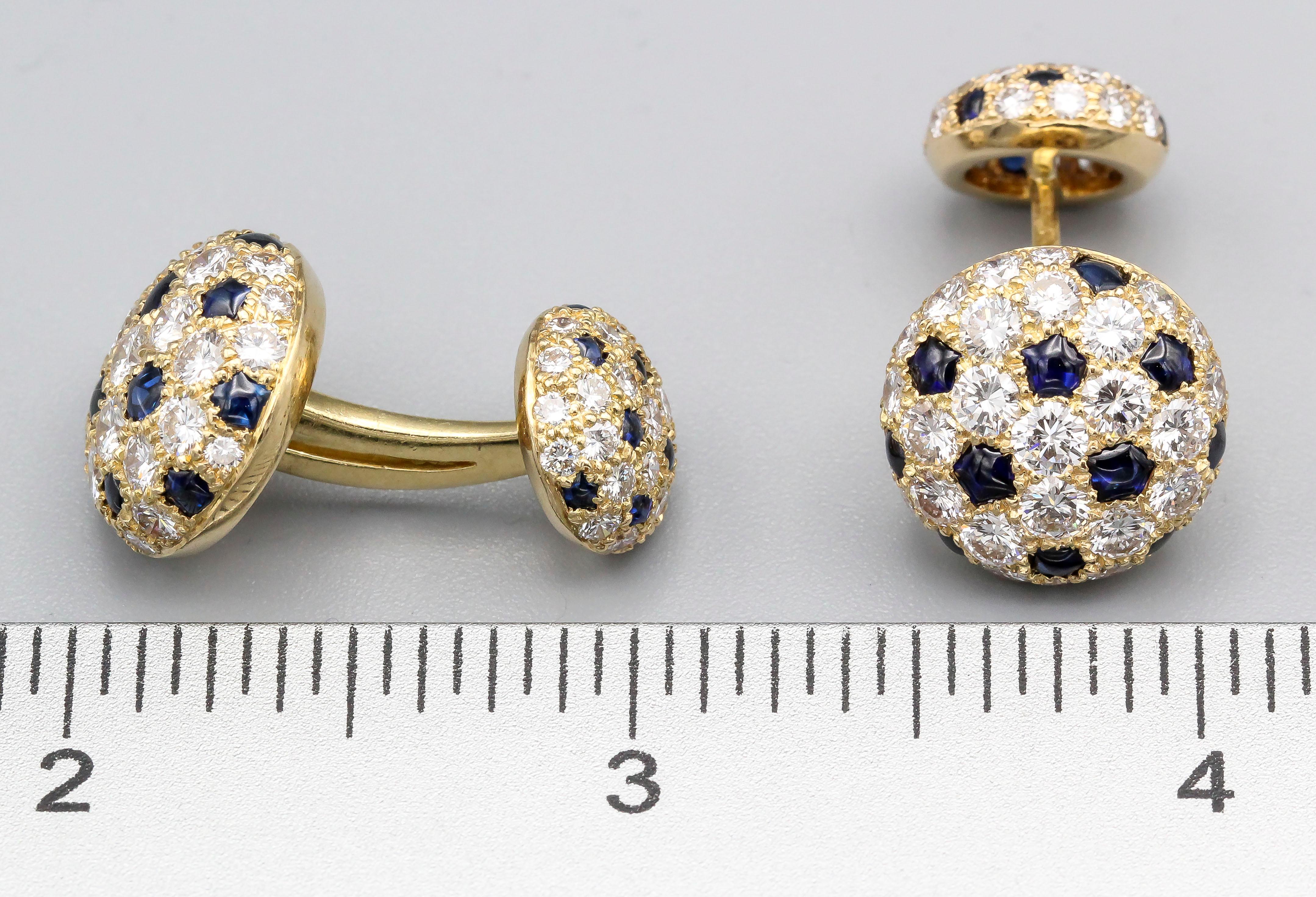 Cartier Panthere Diamond Sapphire and 18 Karat Gold Cufflinks 4
