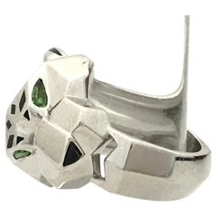 Cartier Panthere Diamant-Tsavorit-Ring aus 18 Karat Weißgold mit schwarzer Lackierung, Ringgröße 54 (EU)