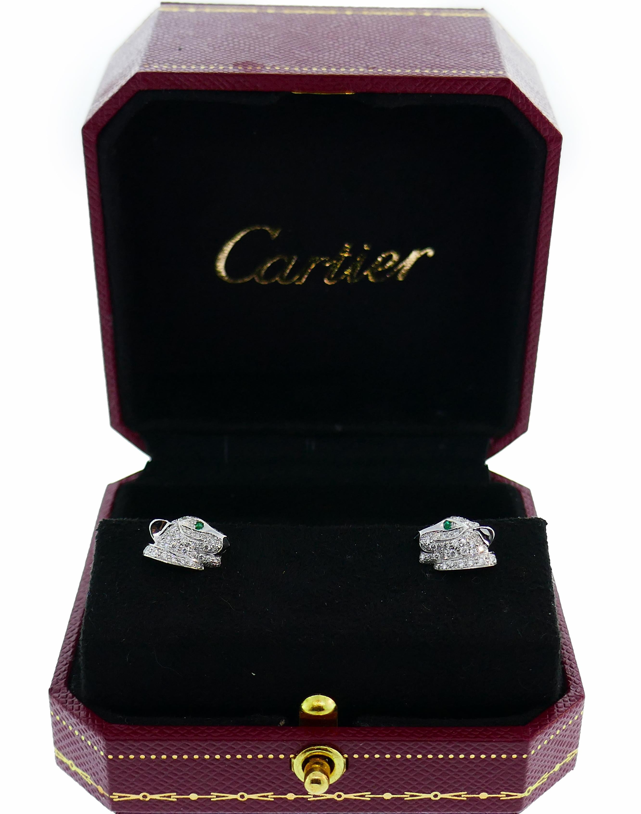 Cartier Panthere Diamond White Gold Stud Earrings In Excellent Condition In Beverly Hills, CA