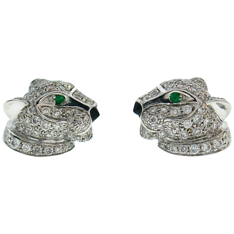 PANTHERE DIAMOND STUD EARRINGS