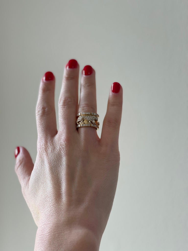 Cartier Panthere Diamond Yellow Gold Band Ring For Sale at 1stDibs