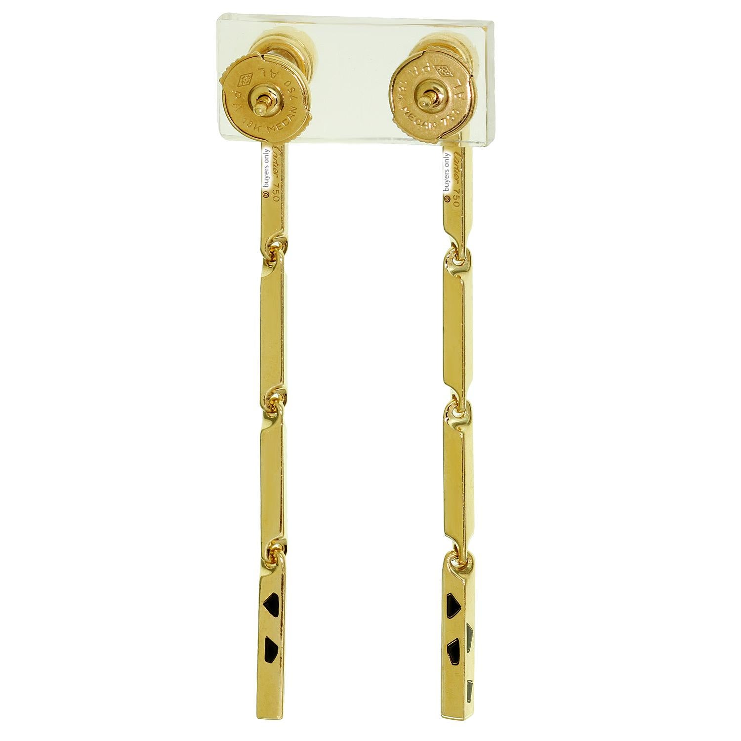 Women's Cartier Panthere Diamond Yellow Gold Lacquer Drop Earrings