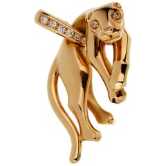 Cartier Panthere Diamond Yellow Gold Pendant Necklace