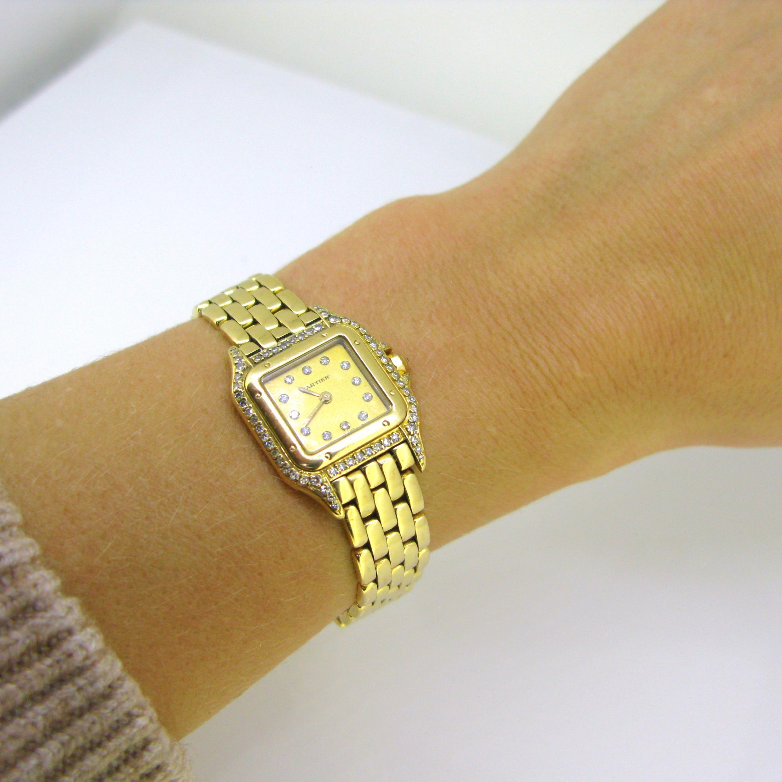 Cartier Panthere Diamonds Small Model Yellow Gold Watch 2