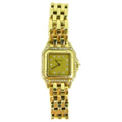 Vintage Cartier Panthere Diamonds Small Model Yellow Gold Watch