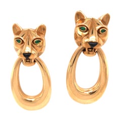 Cartier Panthere Door Knocker Earrings 18 Karat Yellow Gold 