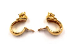 Cartier Panthere Emerald 18K Yellow Gold Hoop Earrings