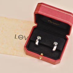 Cartier Panthère Emerald Diamond 18K White Gold Hoop Earrings