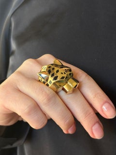 Cartier Gelbgoldring, Panthere Emaille Peridot Onyx