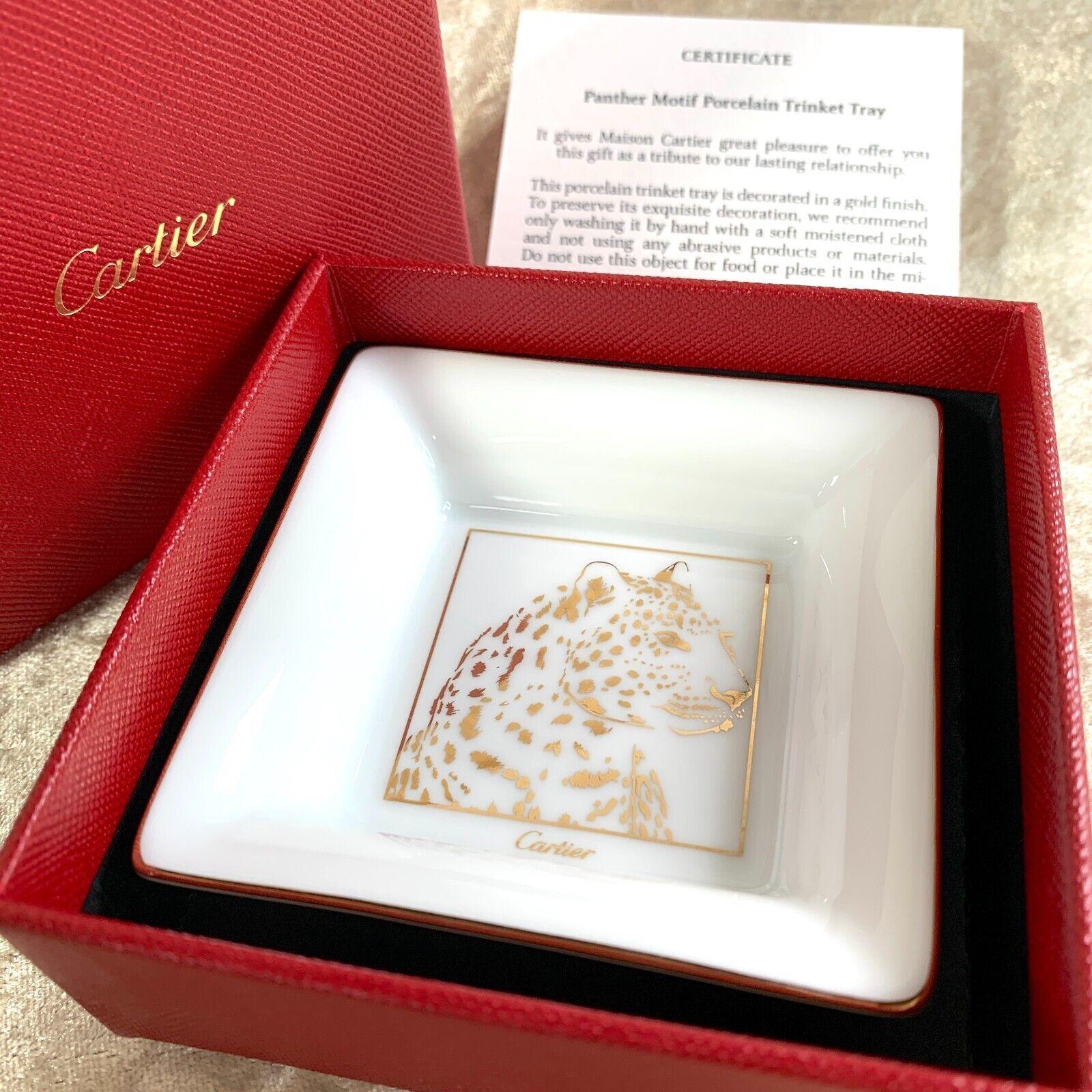 Cartier “Panthere” Face Porcelain Mini Ashtray Gold Rim, Circa 2000 4