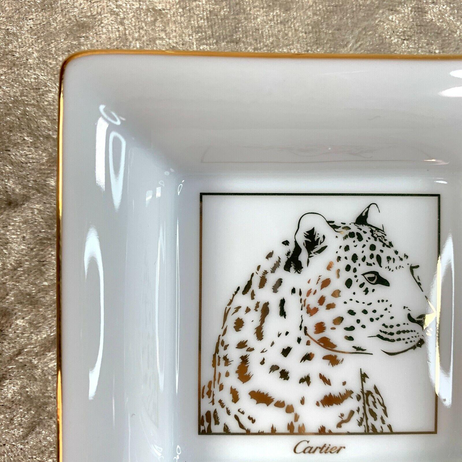 Cartier “Panthere” Face Porcelain Mini Ashtray Gold Rim, Circa 2000 1