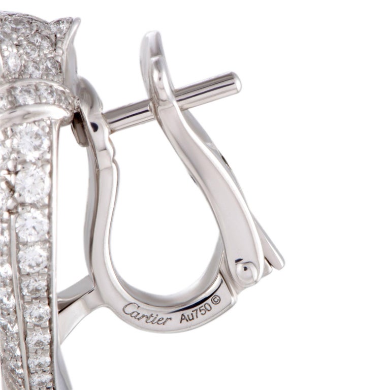 Cartier Panthere Full Diamond Pave Emerald Earrings at 1stDibs