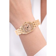 Cartier Panthere Diamond 27mm 18K Gold Watch Ref 008133