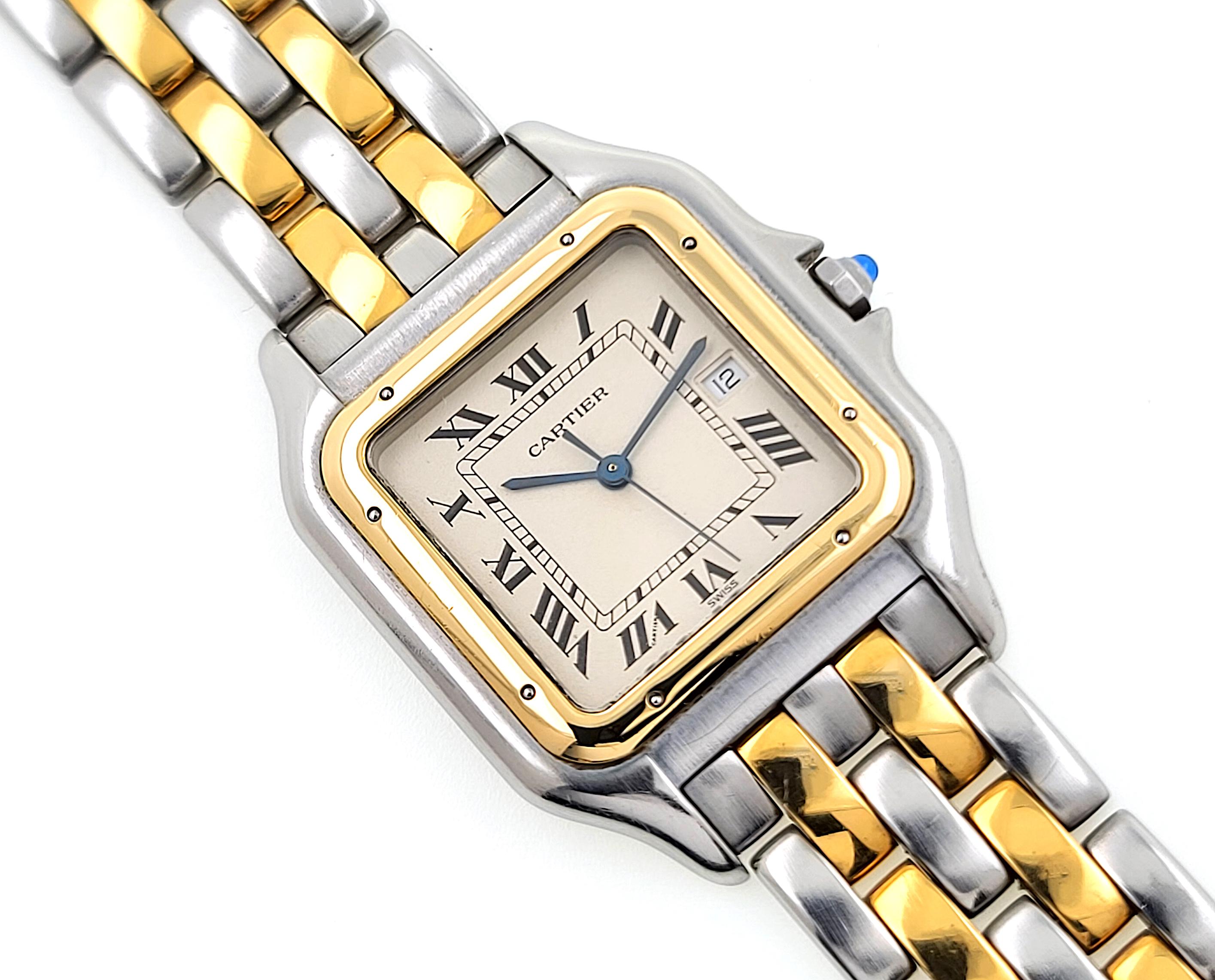 Cartier Panthere FULL Set Große Date 2 Reihe 18k 750 Gold Edelstahl Reihen für Damen oder Herren