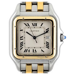 Cartier Panthere Full Set Large Date 2 Row 18k 750 Gold Stainless Steel Rows