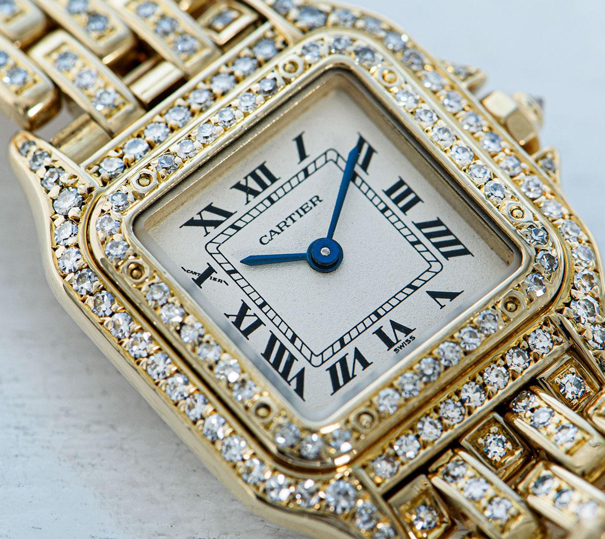 Cartier Panthere Fully Loaded Ladies 18 Karat Gold Silver Dial Diamond Set 3
