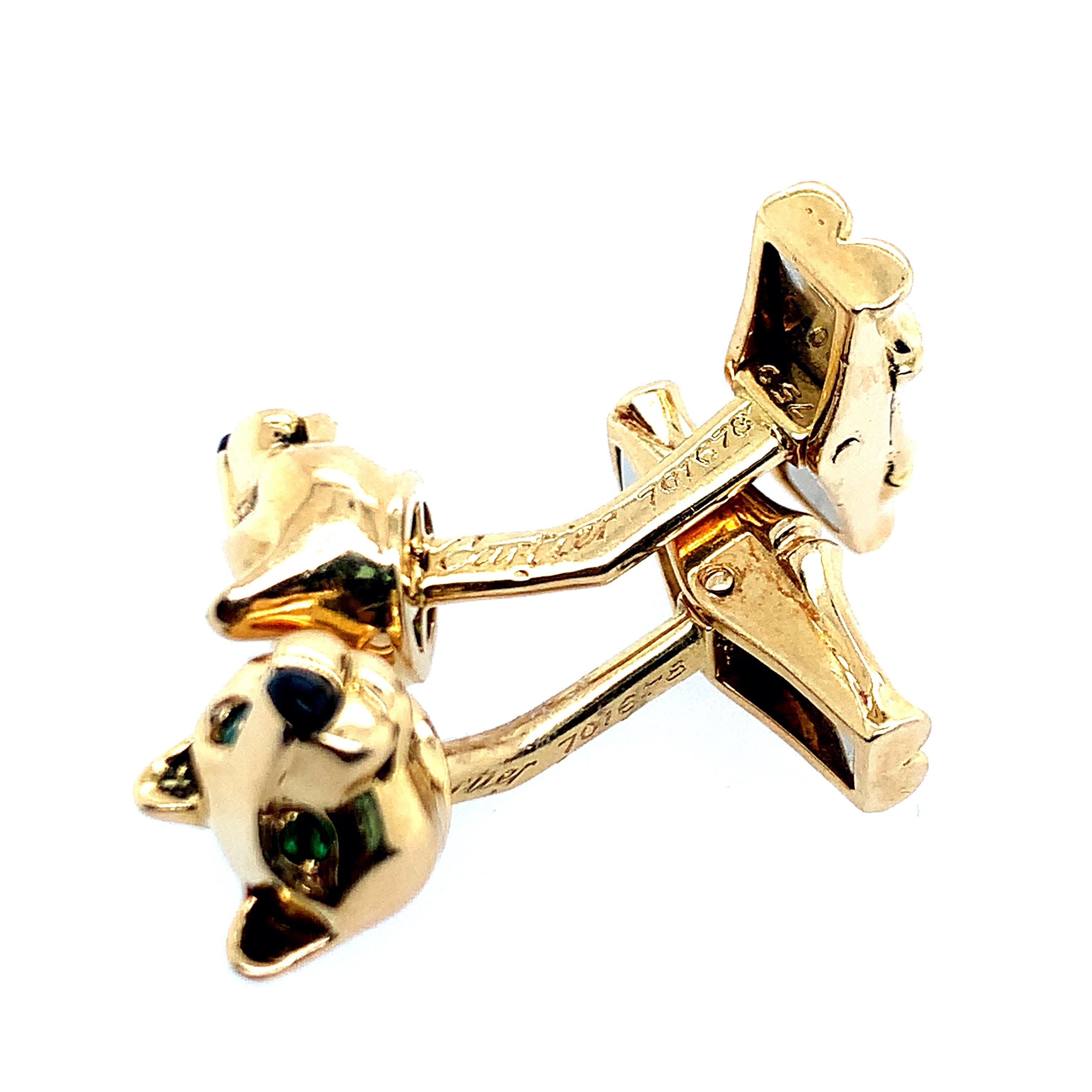 Cartier Panthére Gold Cufflinks In Excellent Condition For Sale In New York, NY