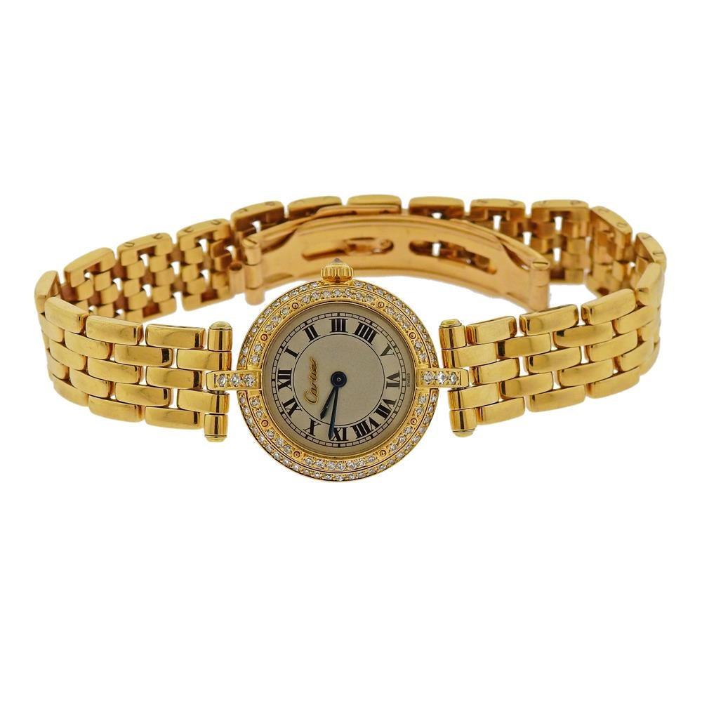Cartier Panthere Gold-Diamant-Uhr Damen im Angebot