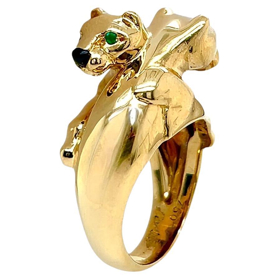 CARTIER Panthere Gold Emerald Black Onyx Ring