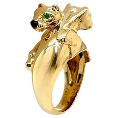 CARTIER Panthere Gold Emerald Black Onyx Ring