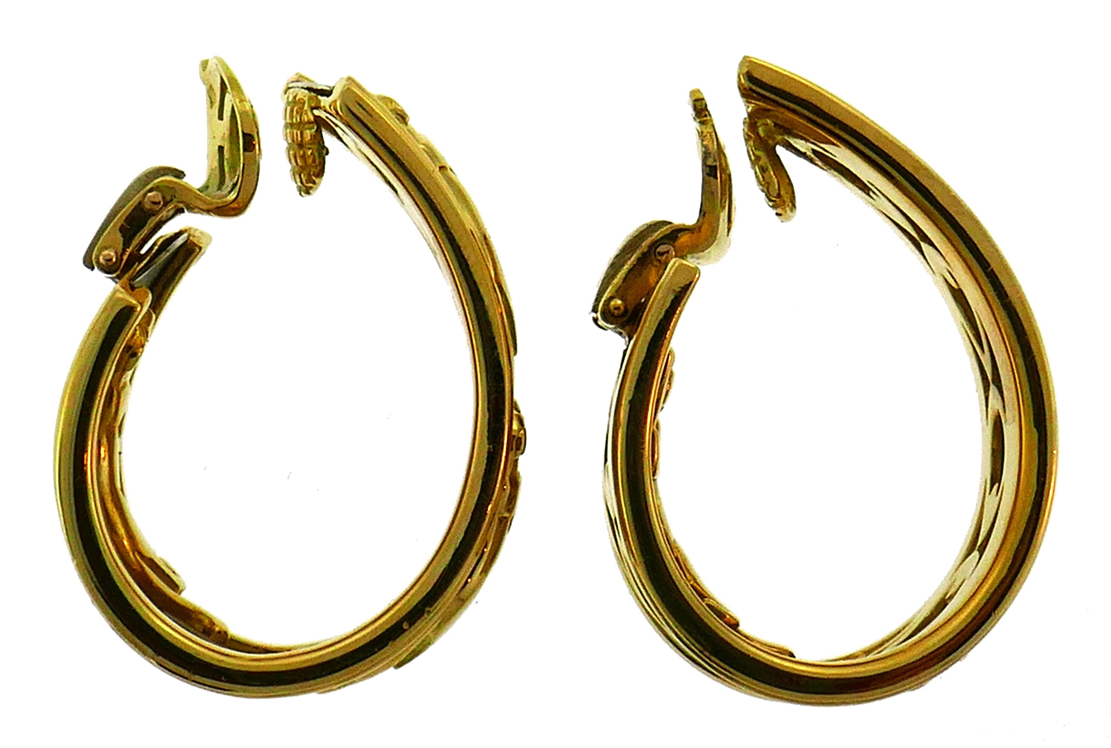 Cartier Panthere Gold Hoop Earrings In Excellent Condition In Beverly Hills, CA