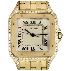 Cartier Panthere Gold Silver Dial Diamond Set of Quartz Wristwatch