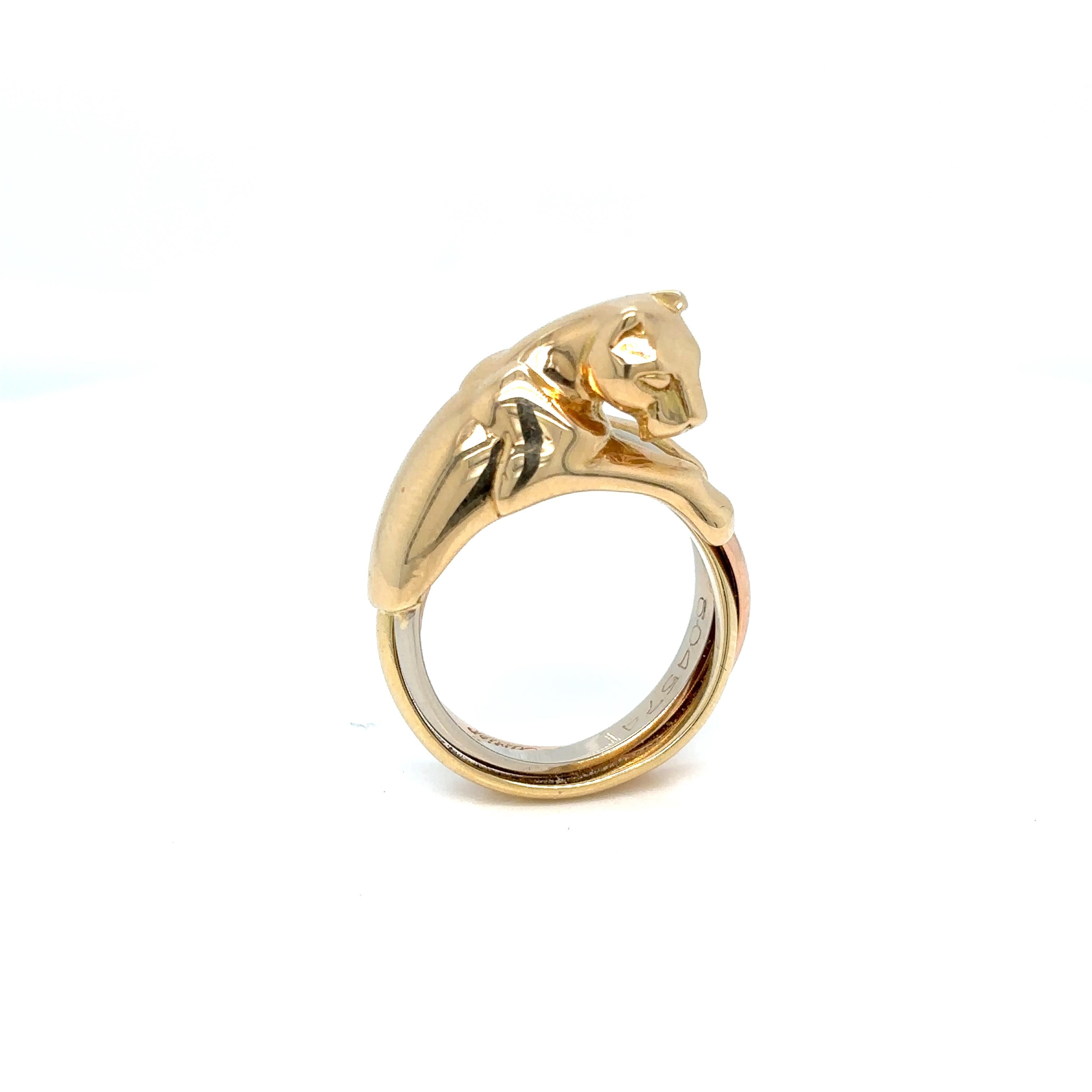 Cartier Panthère Gold Trinity Band Ring For Sale 2