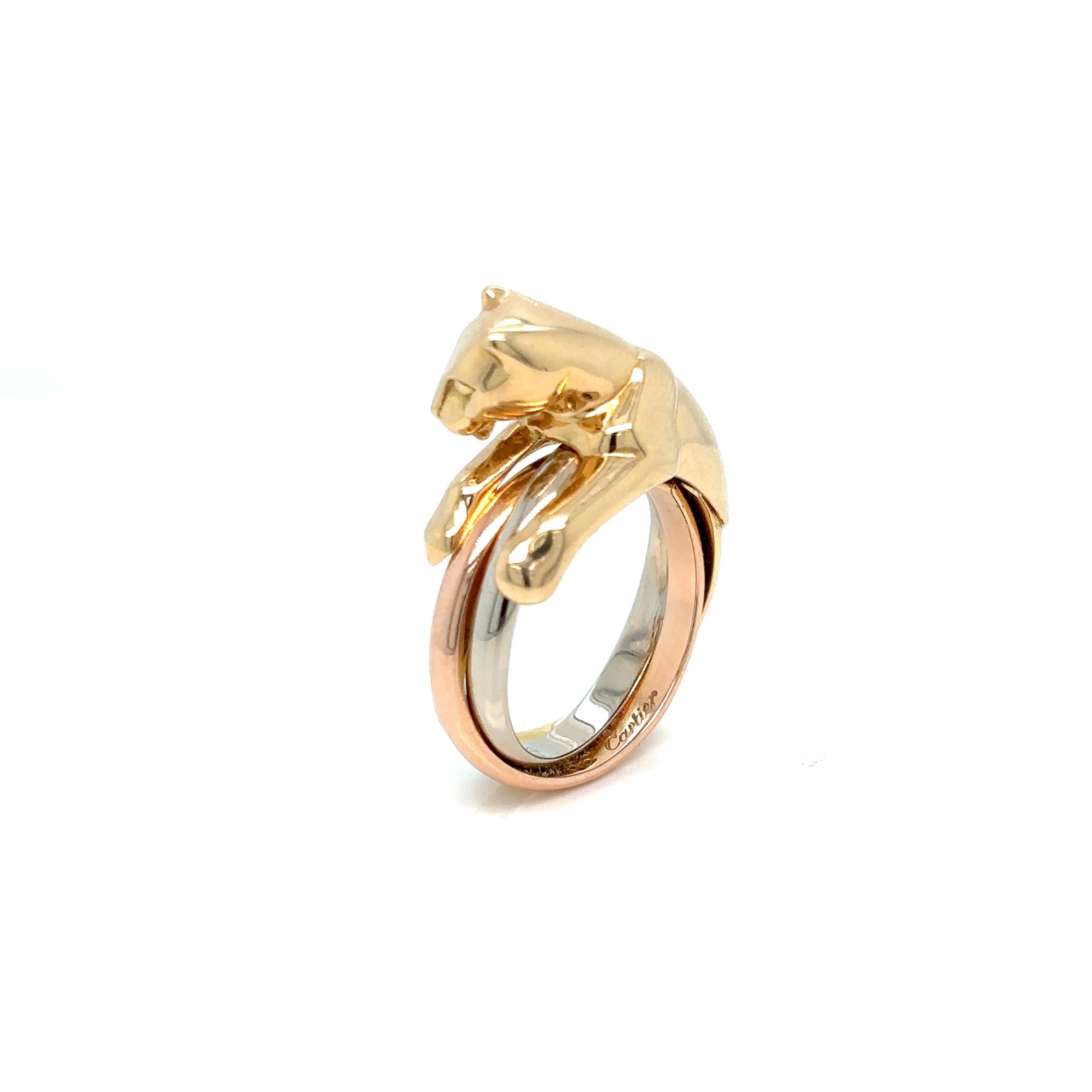 Cartier Panthère Gold Trinity Band Ring For Sale 3