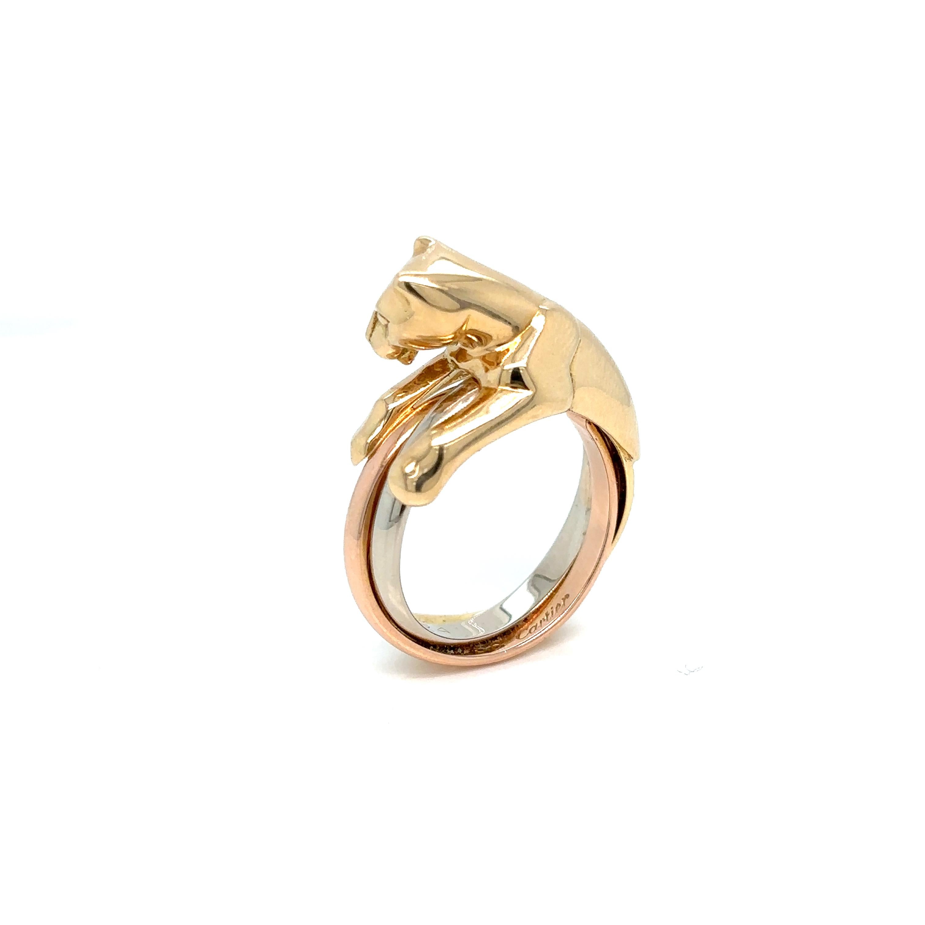 Cartier Panthère Gold Trinity Band Ring For Sale 5