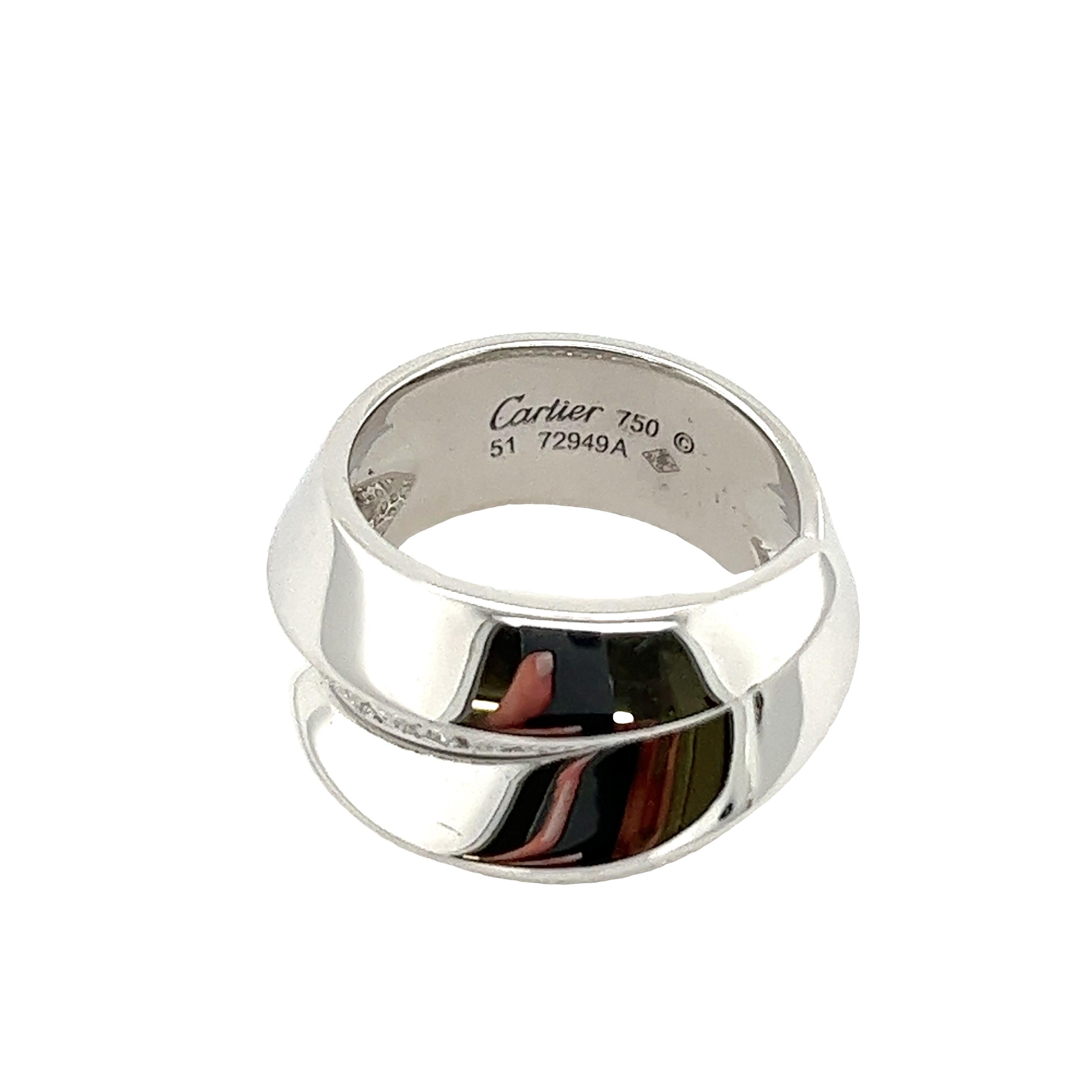 Women's or Men's Cartier Panthere Griff Ring in 18ct White Gold. With original box and papers For Sale