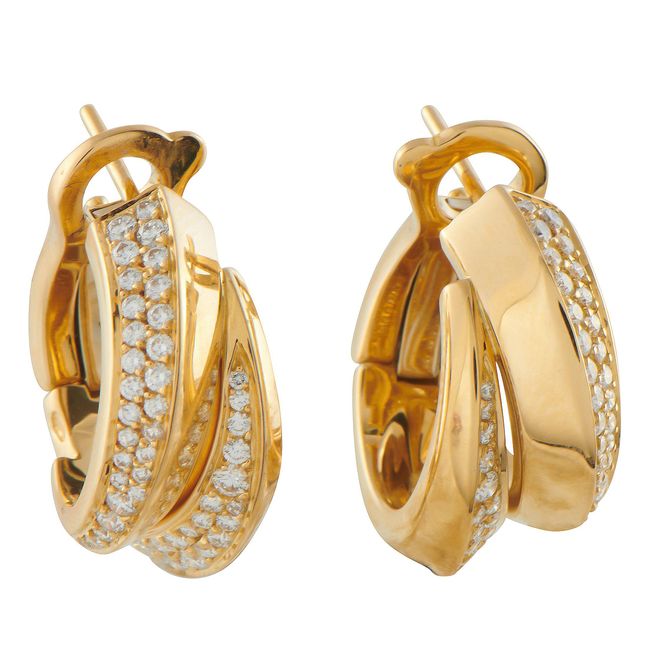Cartier Panthere Griffe 18K Yellow Gold Diamond Earrings