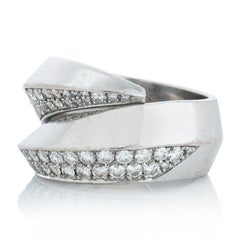 Cartier Panthere Griffe Diamond Bypass Ring in 18k White Gold
