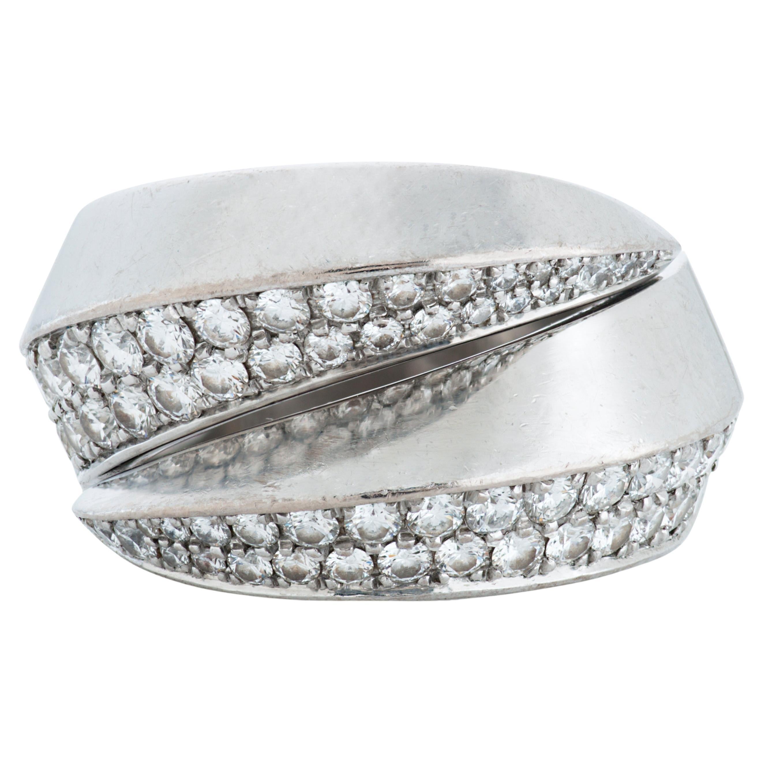 Cartier Panthere Griffe Diamond Bypass Ring in 18k White Gold For Sale