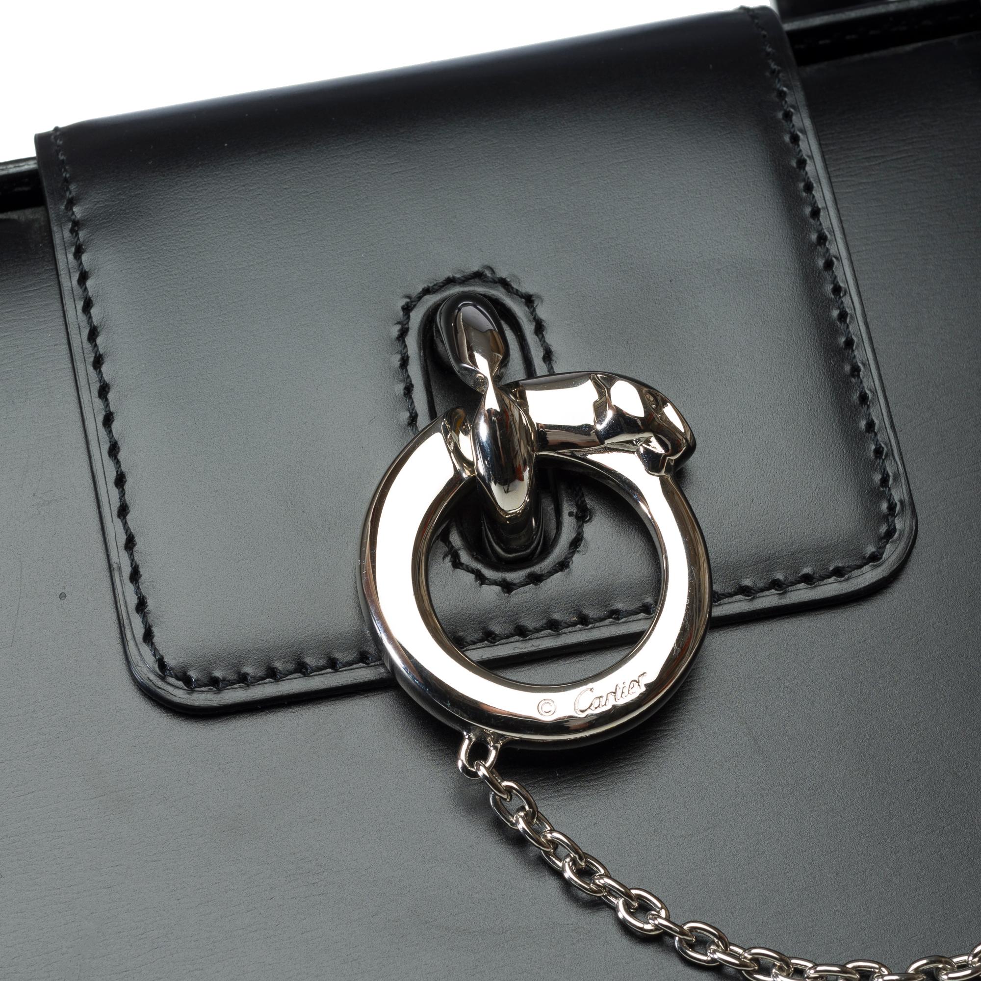 Cartier Panthère handbag in black calfskin leather, PHW For Sale 1