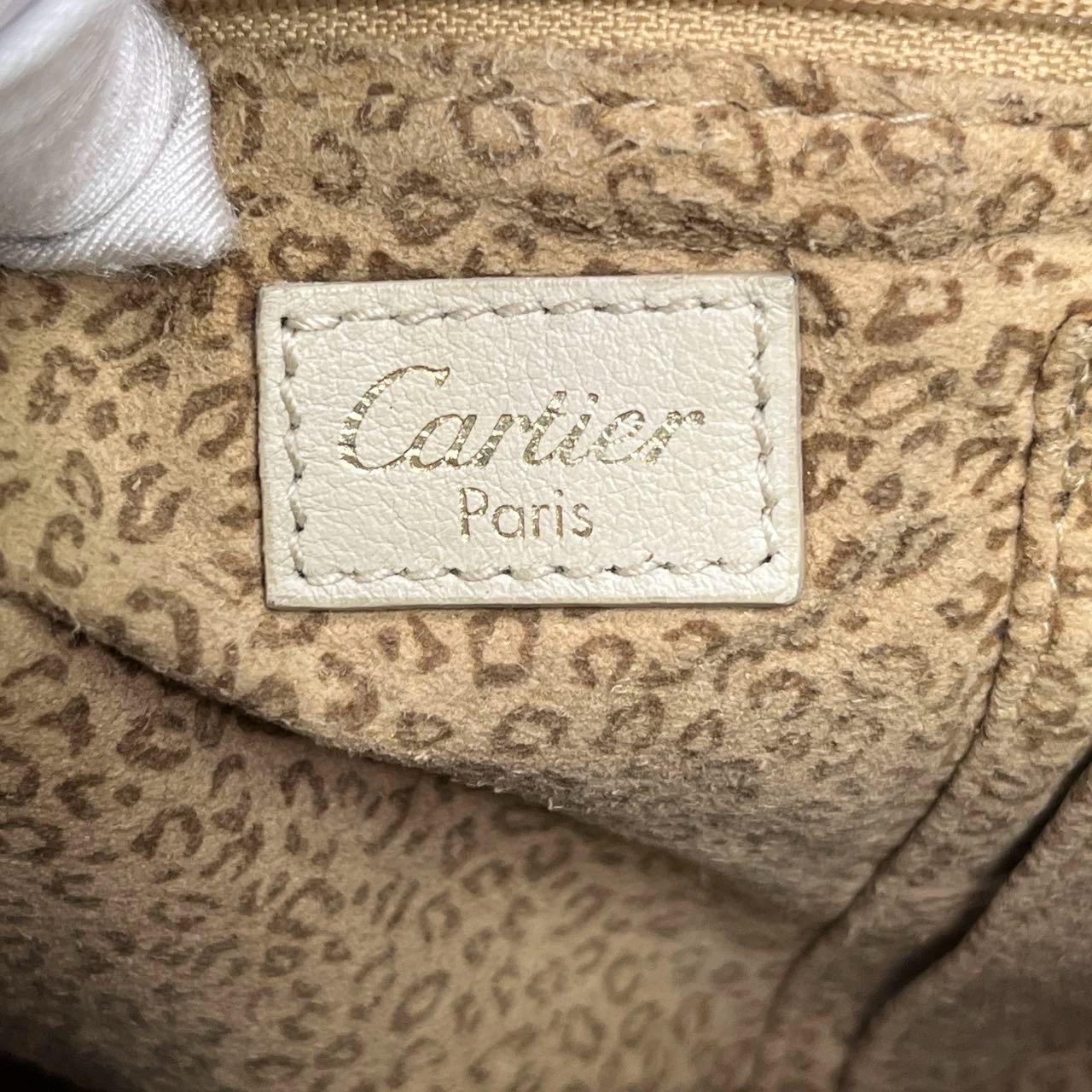 Cartier Panthere Hobo Borsa a tracolla Crema Pelle Bianca Hardware Oro in vendita 14