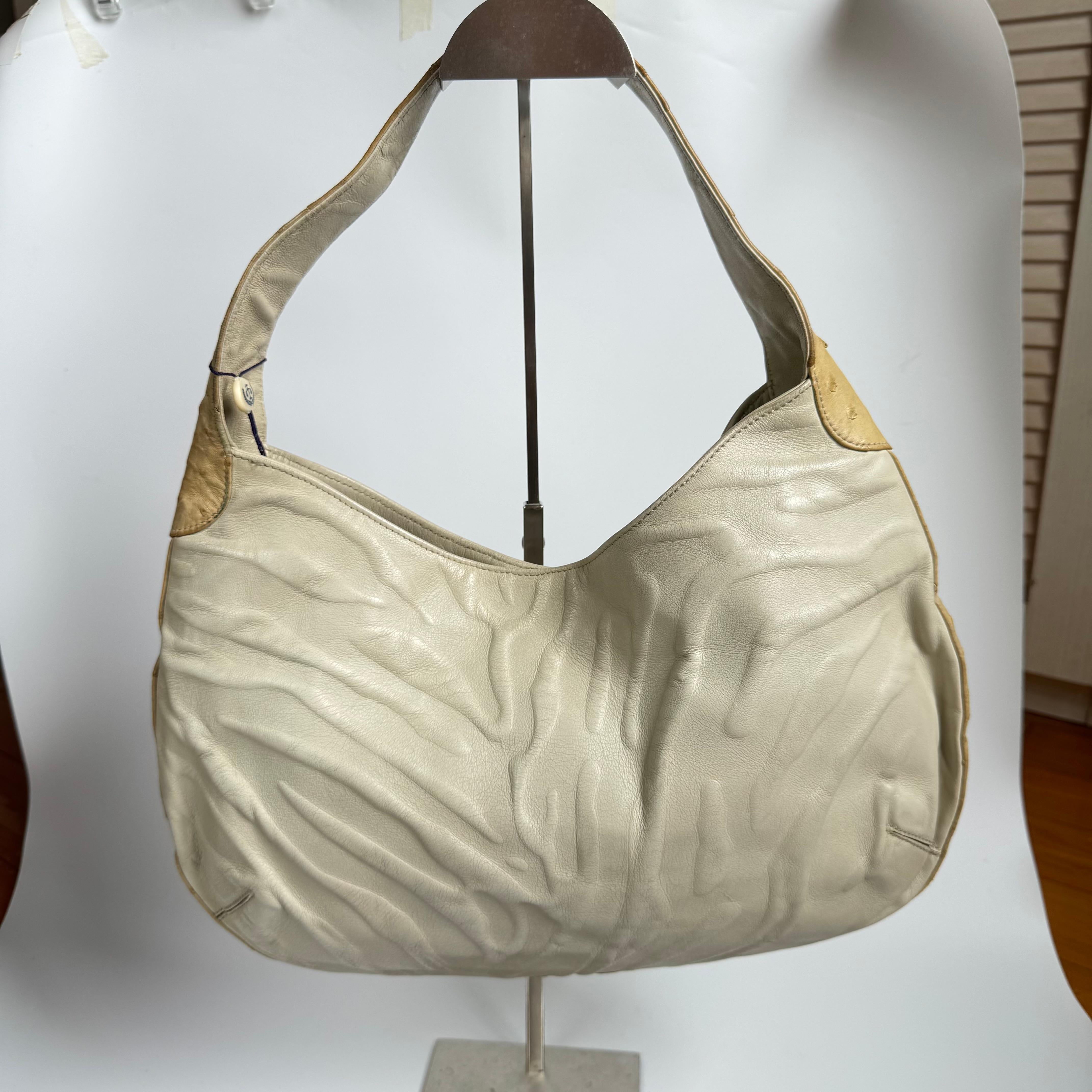 Marrone Cartier Panthere Hobo Borsa a tracolla Crema Pelle Bianca Hardware Oro in vendita