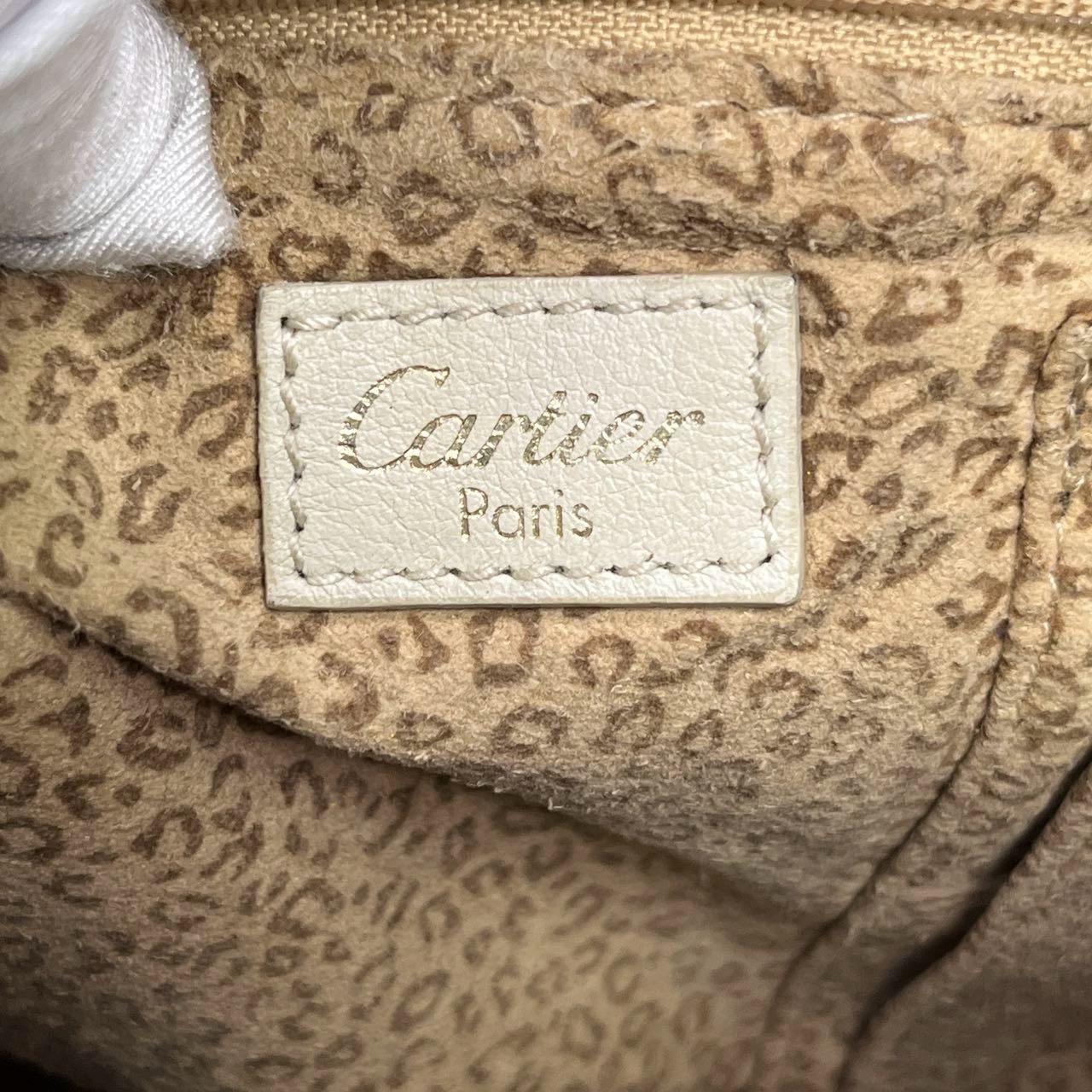 Cartier Panthere Hobo Borsa a tracolla Crema Pelle Bianca Hardware Oro in vendita 2
