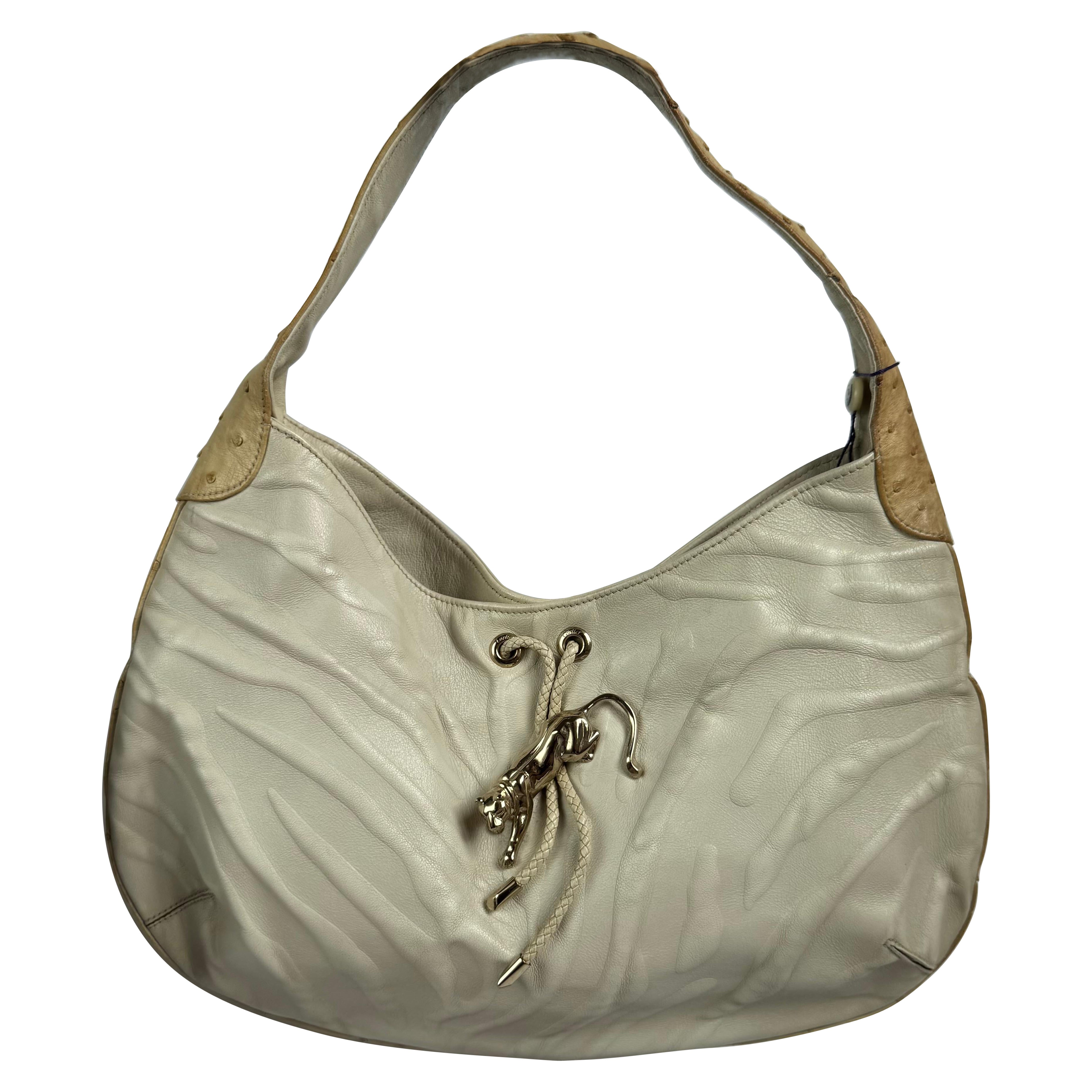 Cartier Panthere Hobo Borsa a tracolla Crema Pelle Bianca Hardware Oro in vendita