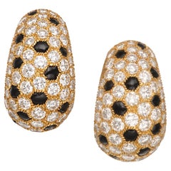 Cartier Panthere Hoop Vintage French Diamond Hoop 18k Yellow Gold Earrings