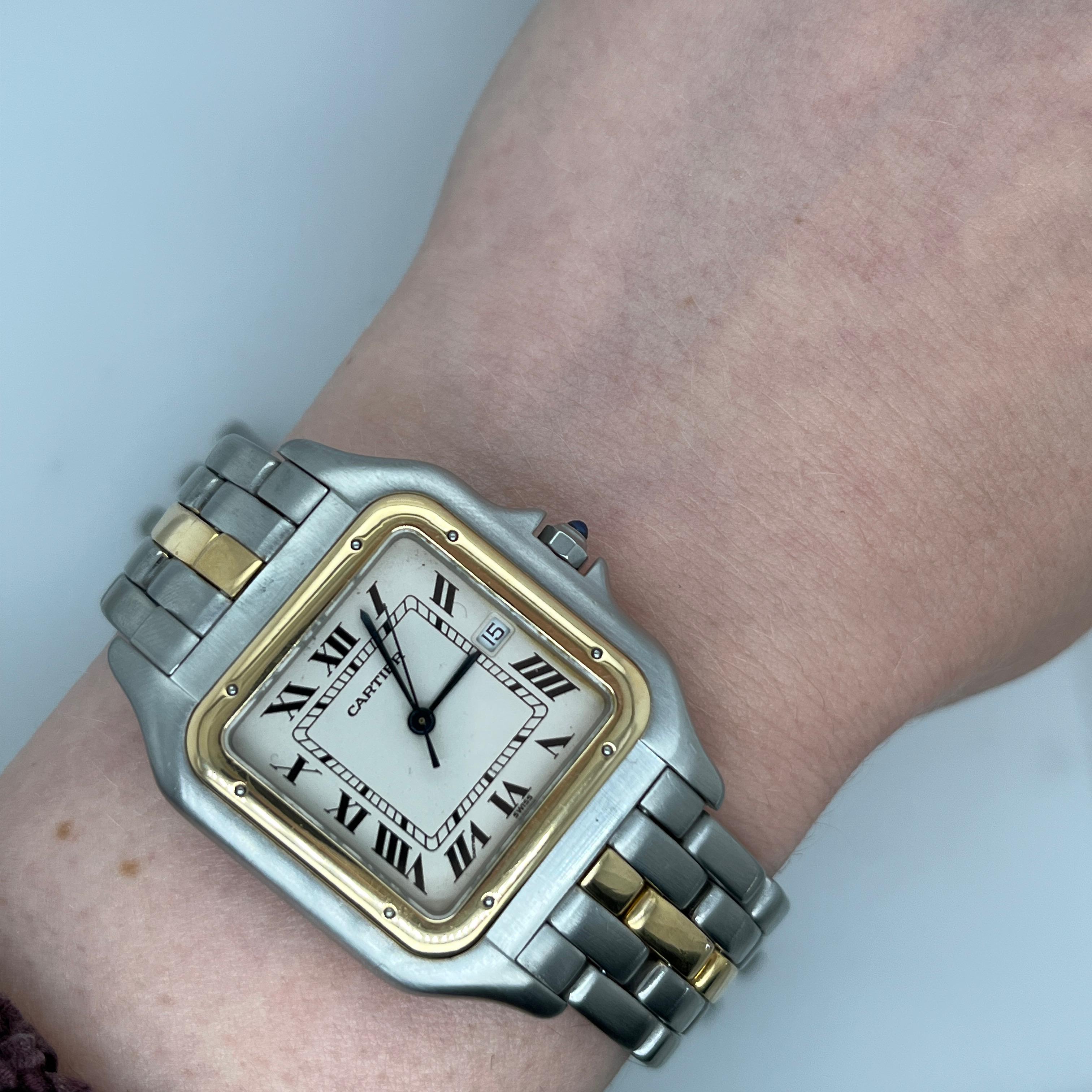 Cartier Panthere Jumbo 29mm Steel & 18k Gold Unisex Watch Ref. 183957/11227 In Excellent Condition For Sale In London, GB
