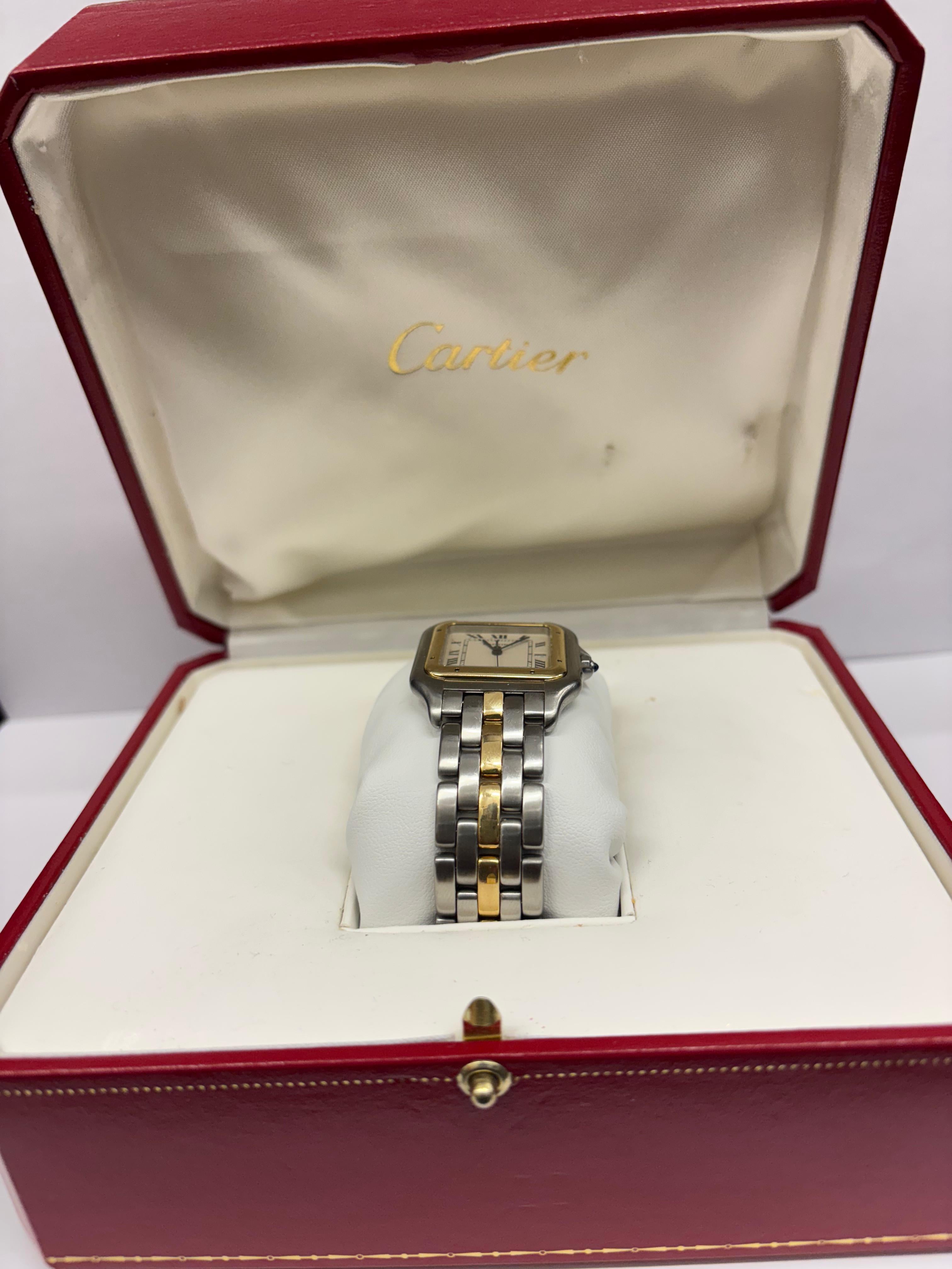 Cartier Panthere Jumbo 29mm Steel & 18k Gold Unisex Watch Ref. 183957/11227 For Sale 4
