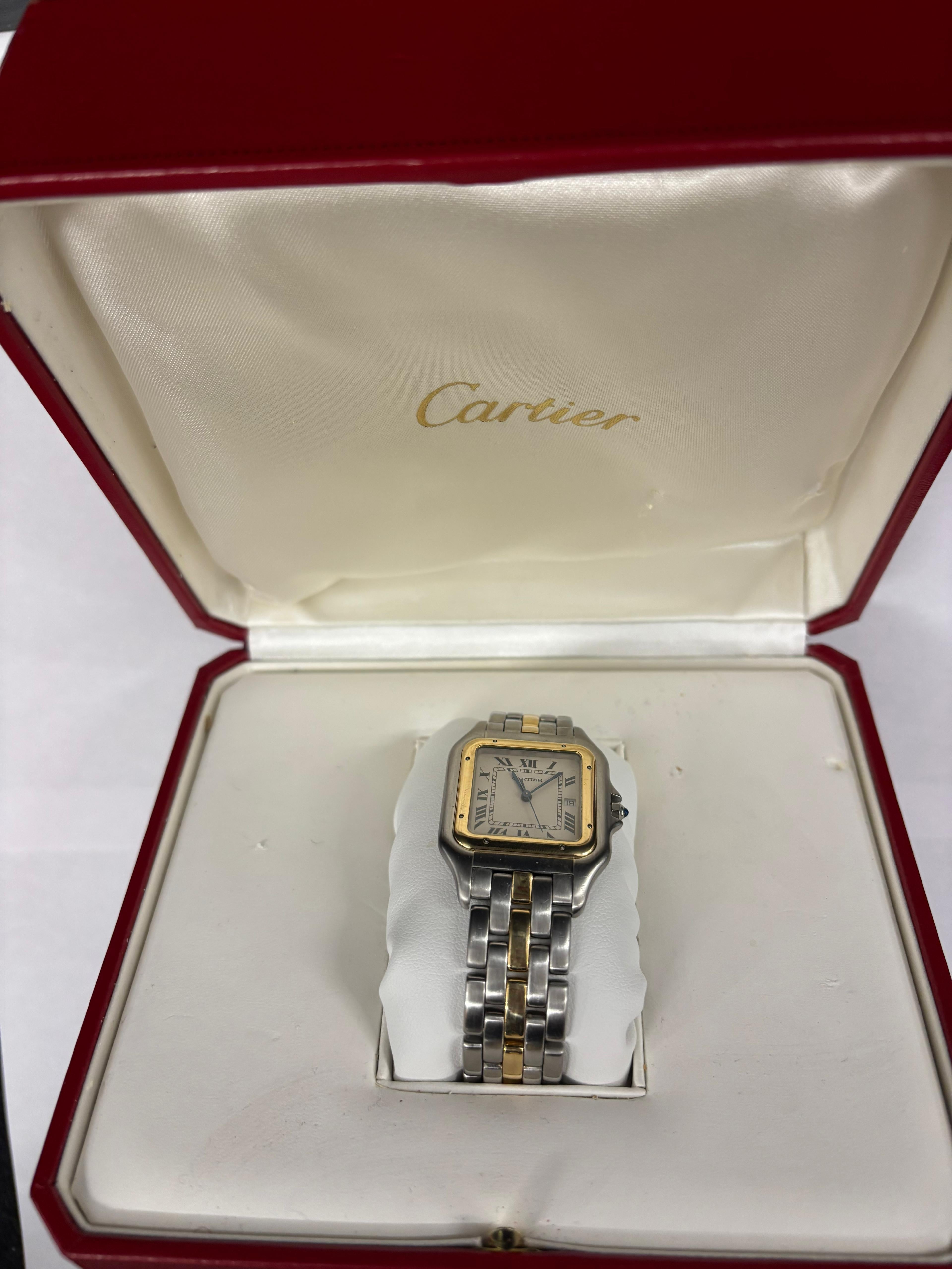 Cartier Panthere Jumbo 29mm Steel & 18k Gold Unisex Watch Ref. 183957/11227 For Sale 6