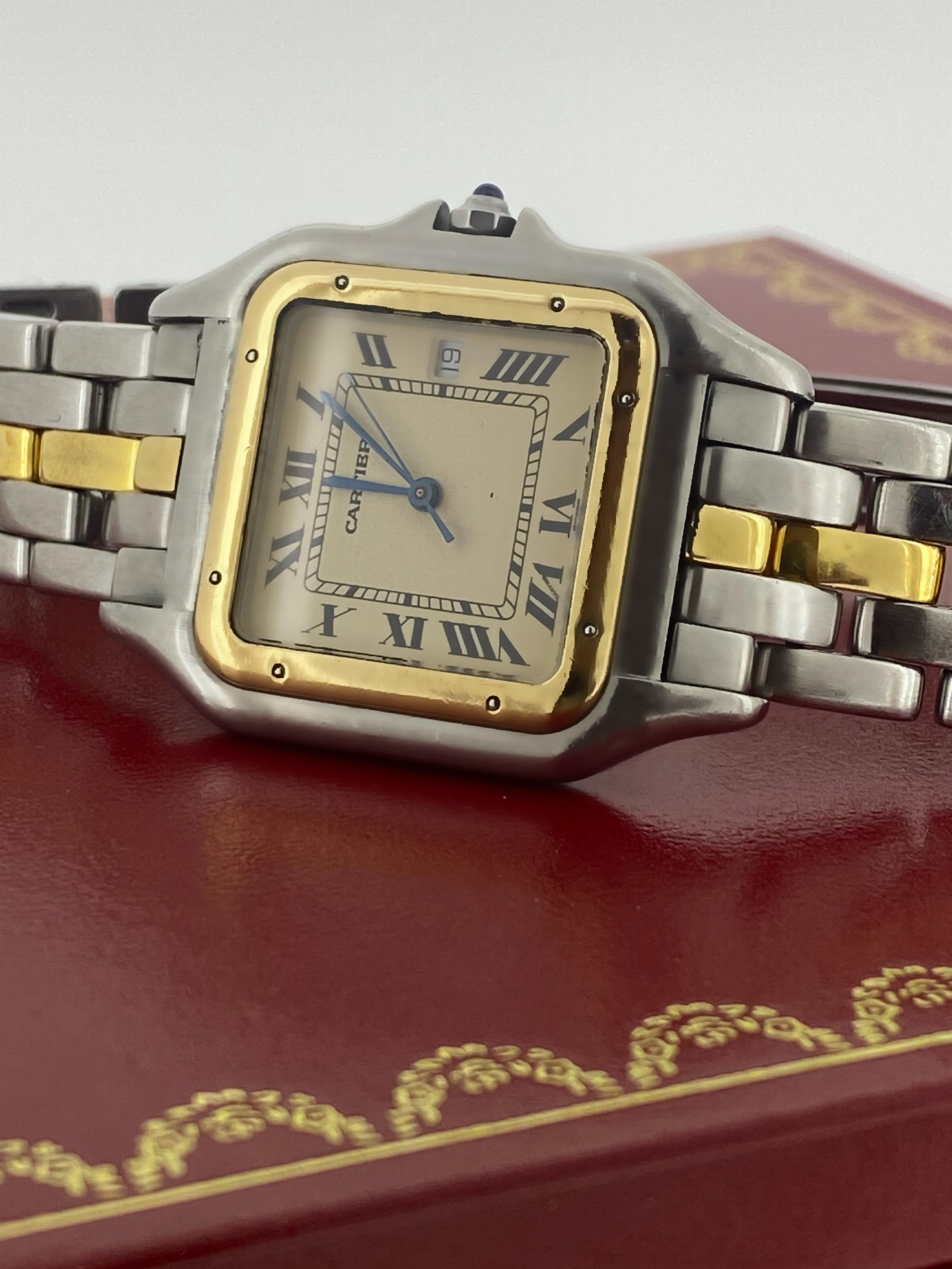 Cartier Montre Panthère Jumbo une rangée en or bicolore 30 mm à quartz pour hommes, années 2000 en vente 4