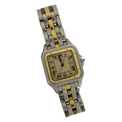 Cartier Panthere Jumbo Einreihige 30mm Quarz-Herrenuhr in Gold mit zweifarbigem Quarz, ca. 2000er Jahre