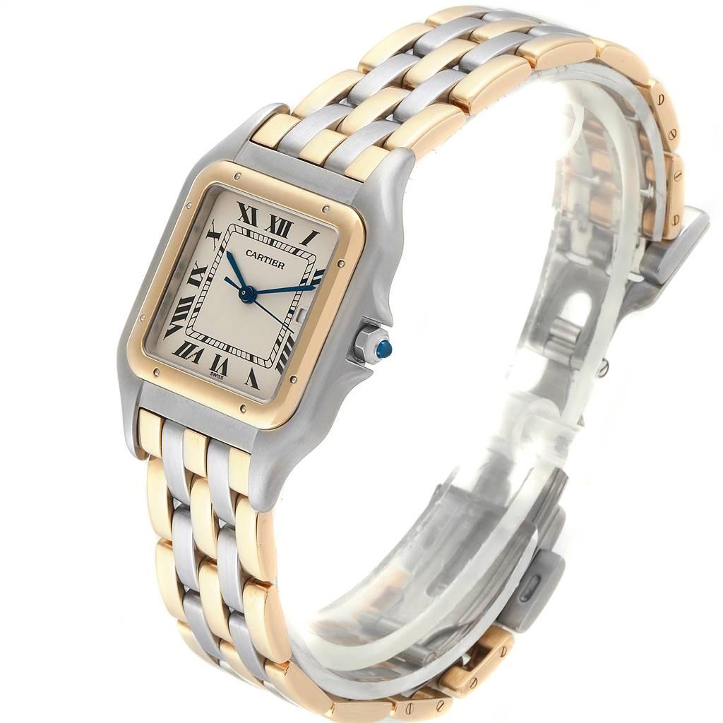 Women's or Men's Cartier Panthere Jumbo Steel 18 Karat Yellow Gold Three-Row Quartz Watch