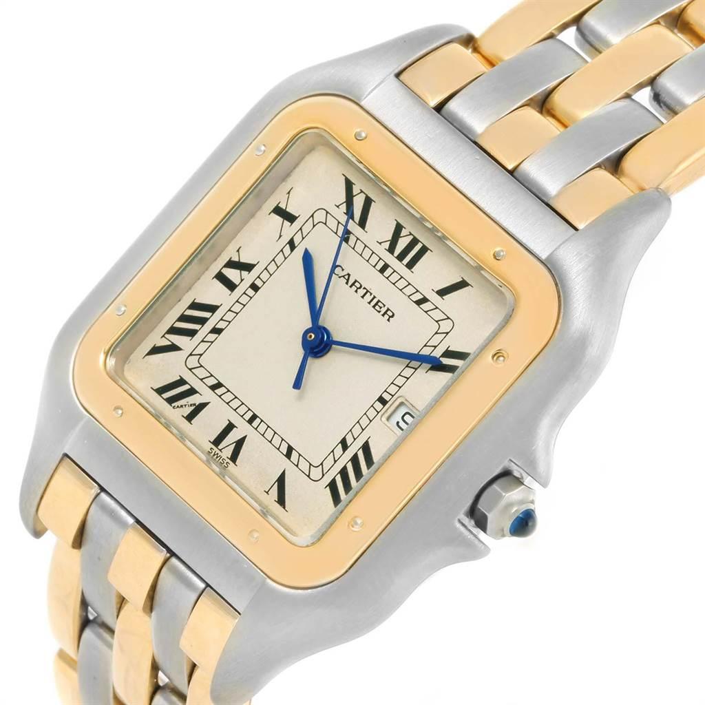 Cartier Panthere Jumbo Steel 18 Karat Yellow Gold Three-Row Quartz Watch For Sale 1